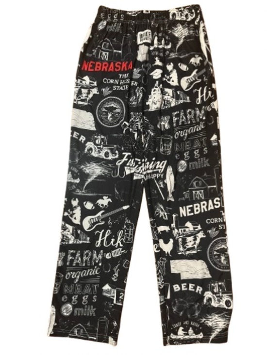 Brief Insanity Other - Brief Insanity Black Nebraska Print Drawstring Pajama Pants Size Small
